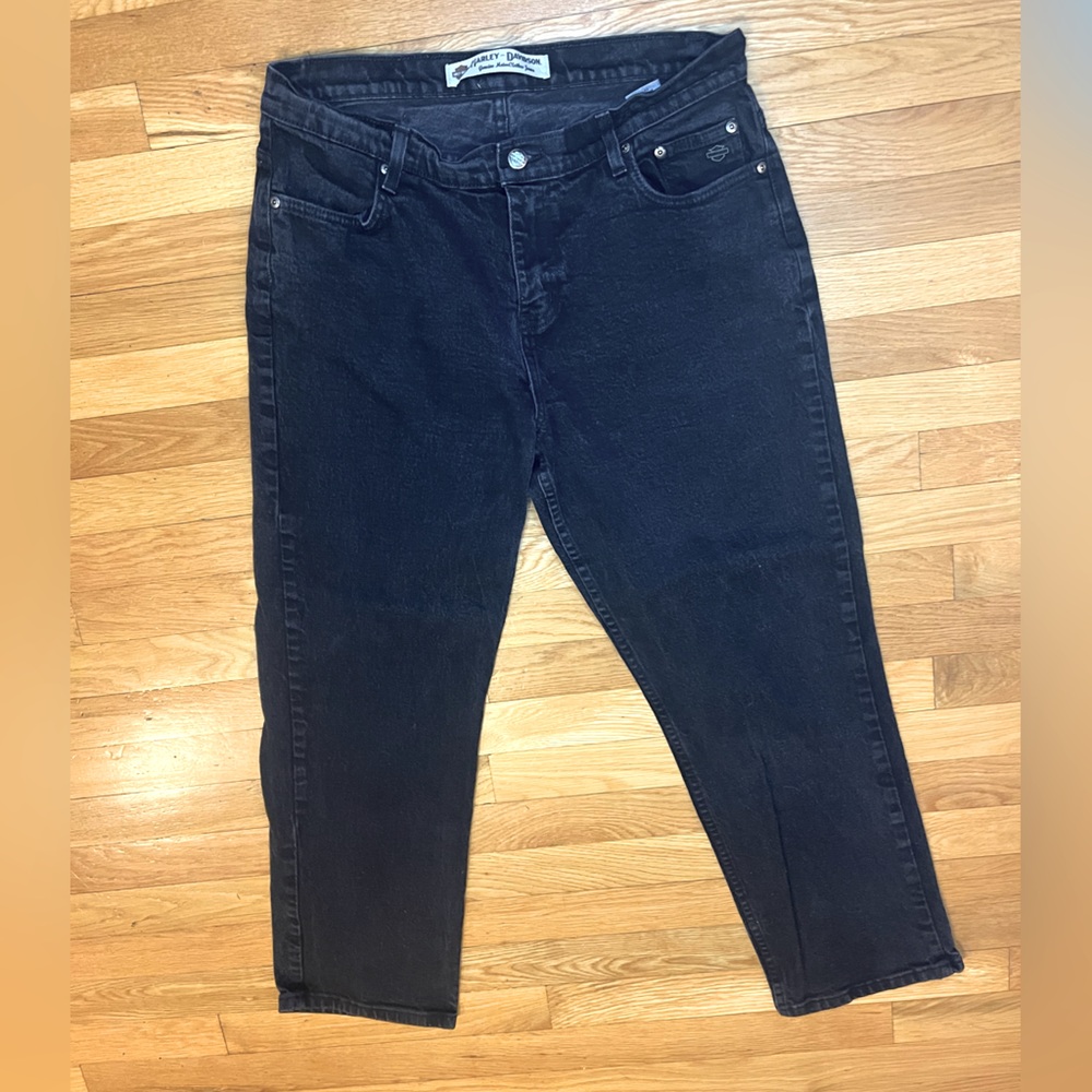 Harley-Davidson women’s petite Black Denim Biker Jeans 16P moto goth rider